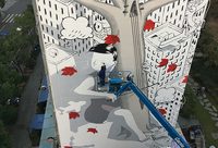 上海現“亞洲最高墻繪”：登上46米高空，用色彩勾勒城市景觀